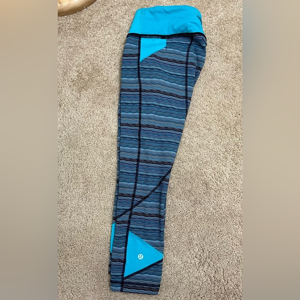 LULULEMON Pace Rival Crop Space Dye Twist Naval Blue Peacock Luxtreme Fabric 6 - Picture 4 of 6